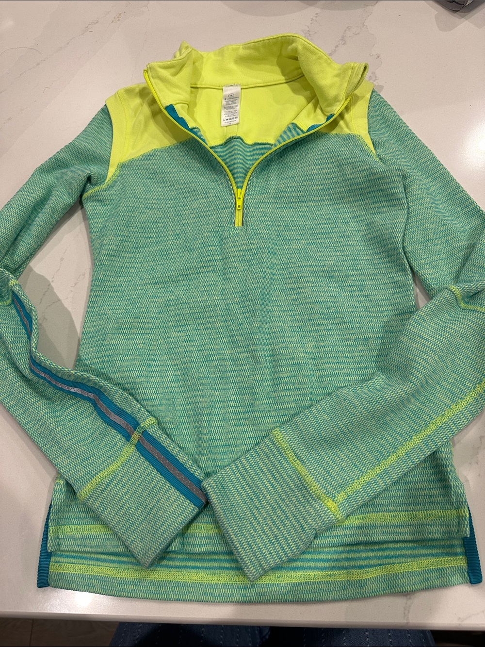 Ivivva by Lululemon size 8 bright neon yellow, green, and blue quarter zip 8